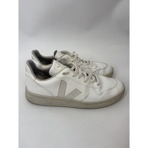 Veja V-10 Sneakers Mens 12.5 White Leather Low Top Casual Preppy Athletic Shoes